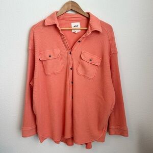 Aerie Salmon Waffleknit Button Down Sweater - XS